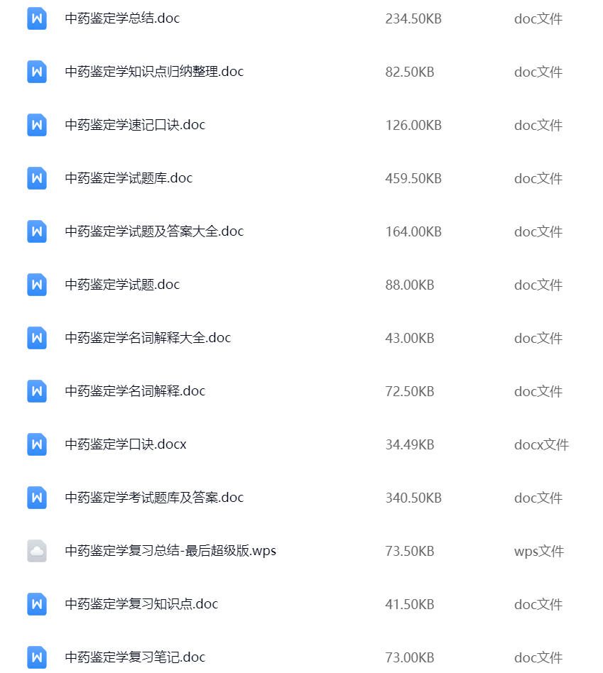 【中药鉴定学】期末考试重点复习笔记
